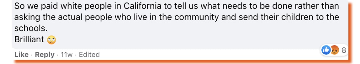 Facebook comment about equity assessment in Loudoun County